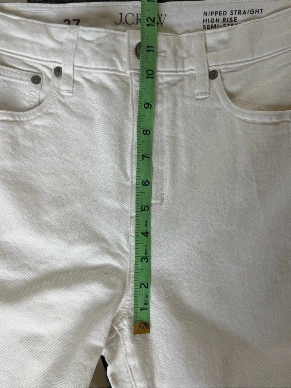 NWT J.Crew Nipped Straight High Rise Semi Stretch White Jeans 27 $148